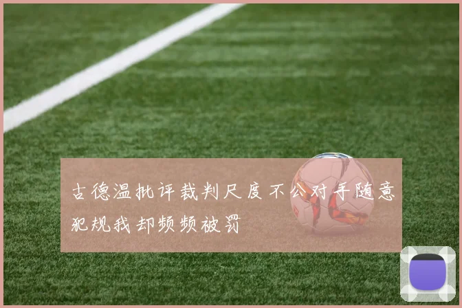 古德温批评裁判尺度不公对手随意犯规我却频频被罚